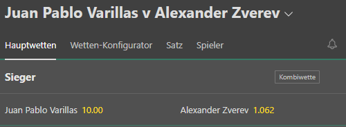 Beispiel 2-Wege-Wette Tennis bei bet365