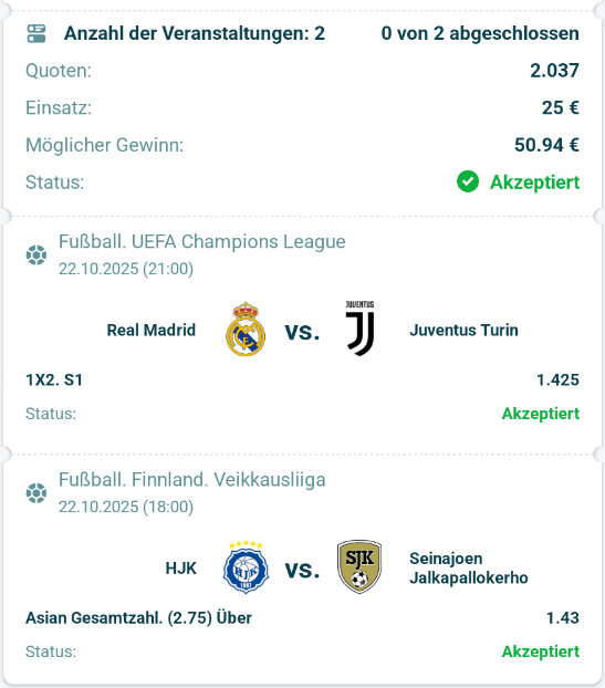 Wettschein heute 22bet