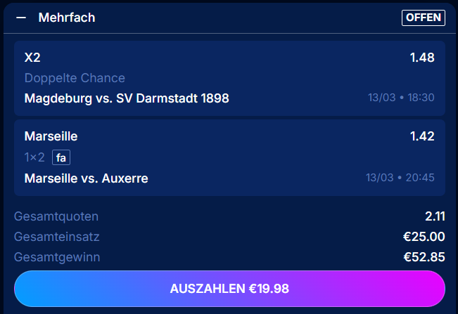 Wettschein heute Boomerang Bet