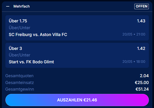 Wettschein heute Boomerang Bet