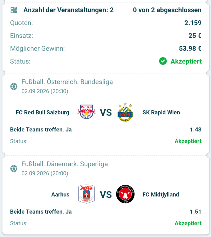 Wettschein heute 22bet Wettschein heute 22bet