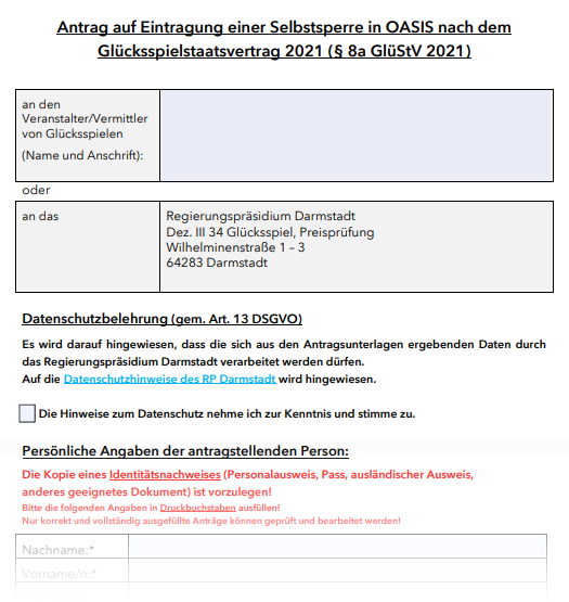 Antrag OASIS Sperrdatei Formular Regierungspräsidium Darmstadt